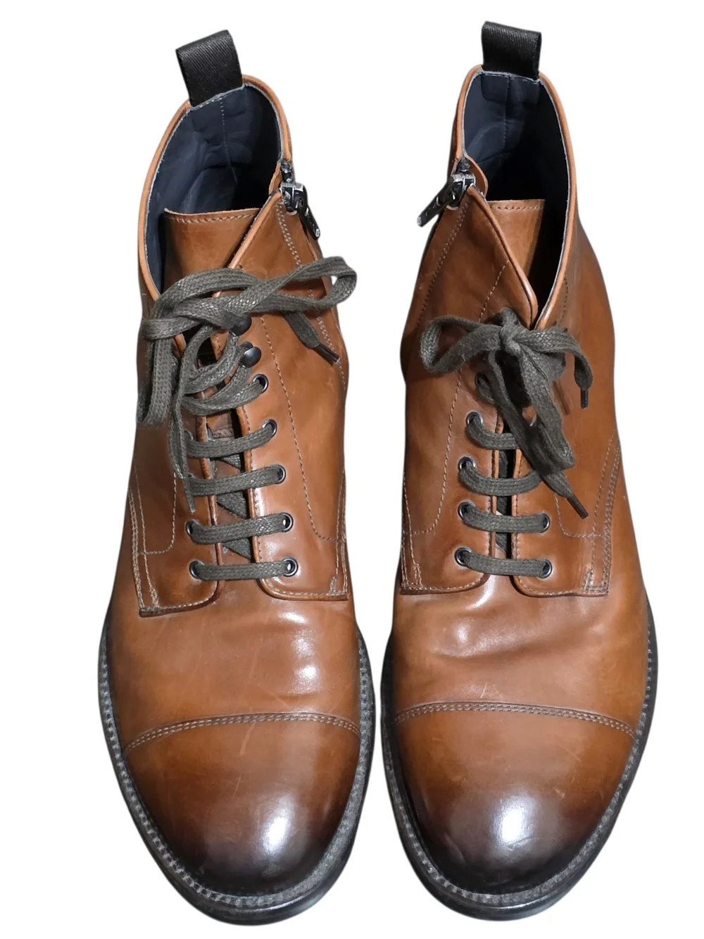 To Boot New York Adam Derrick Brown Leather Combat Ankle Boots Italy Zip Up 8